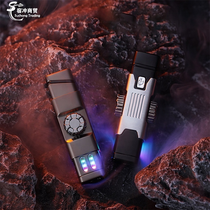 Luxury High-end Cyberpunk Led Cool Color Young Dual Arc Electric Fidget Spinner Lighter Cigarette