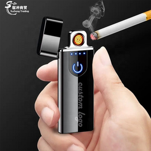 Hot Sale 2023 Small Size Heat Coil Slim Lighter Zinc Alloy Fingerprint Encendedor Electrico USB