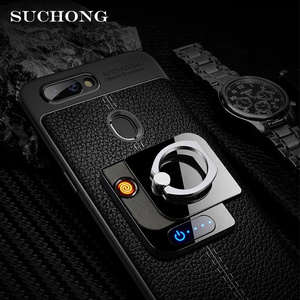 Electronic Novelty Metal Windproof USB Mobile Phone Case Holder Lighter Finger Print For Cigarette