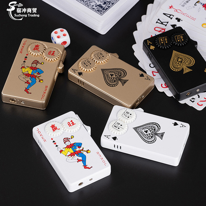 Creative Novelty Encendedor De Cigarrillos Toker Poker Shaped Card Chip Gas Lighter Case Joker