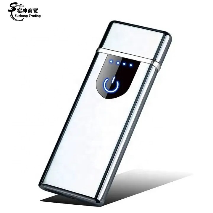 Hot Sale 2023 Small Size Heat Coil Slim Lighter Zinc Alloy Fingerprint Encendedor Electrico USB