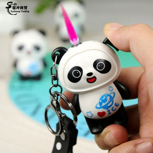 3D Cartoon Panda Windproof Gas Red Flame Gas Torch Cigarette Cute Lighter With Keychain