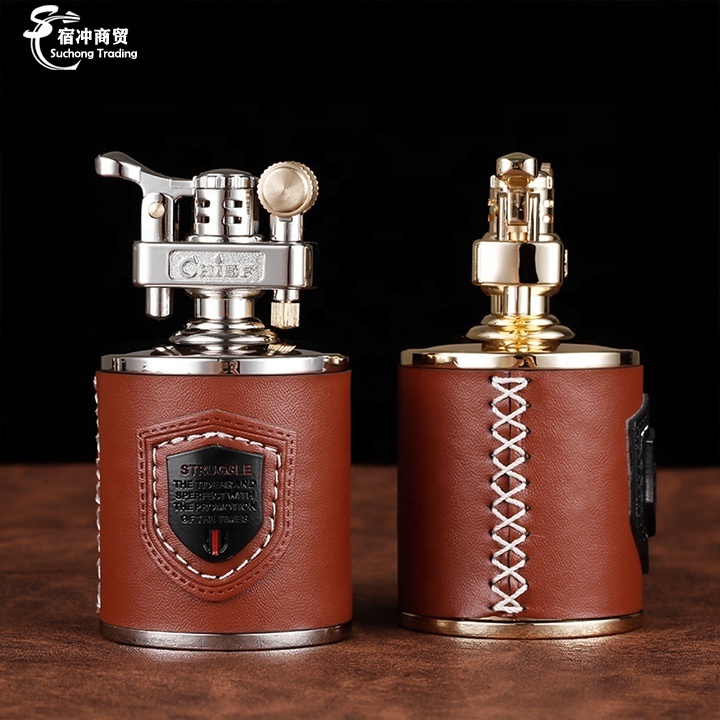 Windproof Cool Dragon Leather Metal Black Flint Kerosene Oil Cigarette Lighter