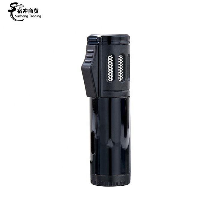 Portable Cigar Outdoor BBQ Blue Three Flame Butane Gas Torch Lighter Jet Flame Wholesale