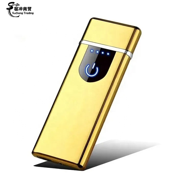 Hot Sale 2023 Small Size Heat Coil Slim Lighter Zinc Alloy Fingerprint Encendedor Electrico USB