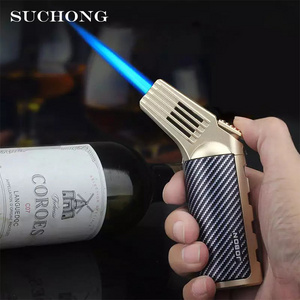 Custom Windproof Inflatable High Jet Blue Flame Butane Torch BBQ Kitchen Lighters