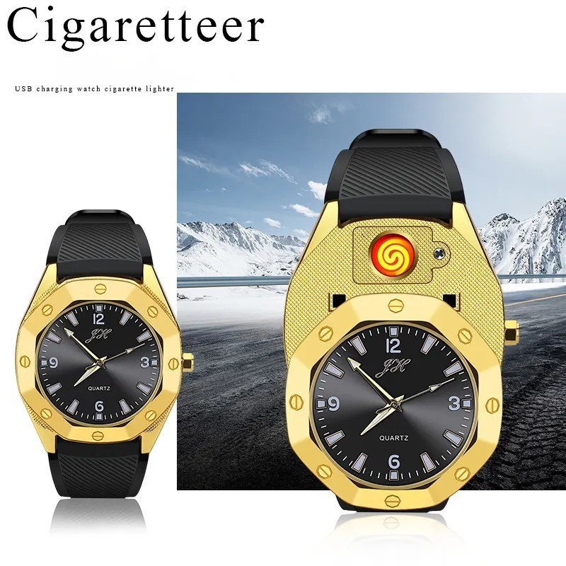 Cool Rechargeable Usb Electric Watch Waterproof Cigarette Lighters Wrist Watches With Lighter