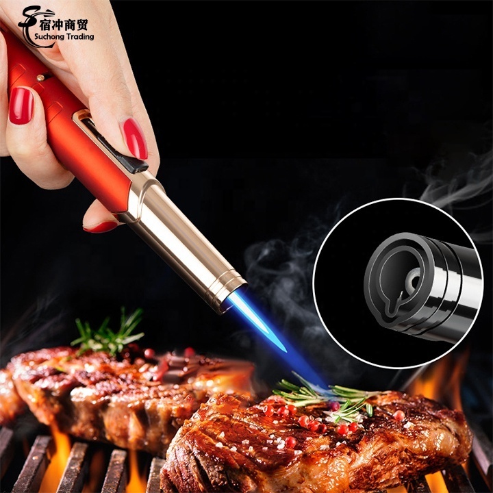 Wholesale Windproof BBQ Metal Butane Jet Blue Flame Gas Pen Cigar Torch Lighter