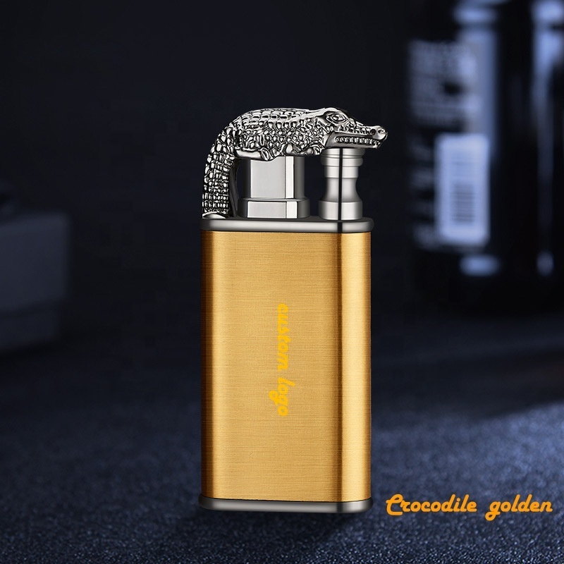 Custom King Elderflame Classic Luxury Torch Jet Cigarette Double FlameDragon Croc Lighter