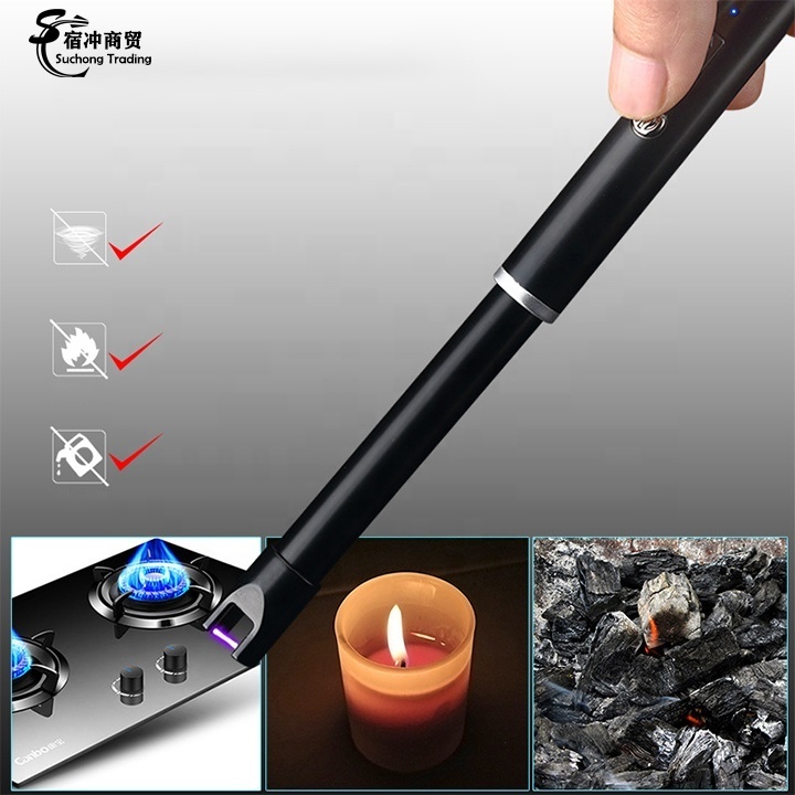 Wholesale Kitchen BBQ Black Silver USB Electric Candle Arc Lighter Rechargeable