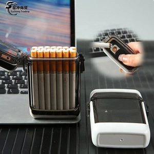 Novelty Cool Cute Cartoon Waterproof Smoke 20 Cigarettes Case With Tungsten Heater Electric USB Lighter Wholesale