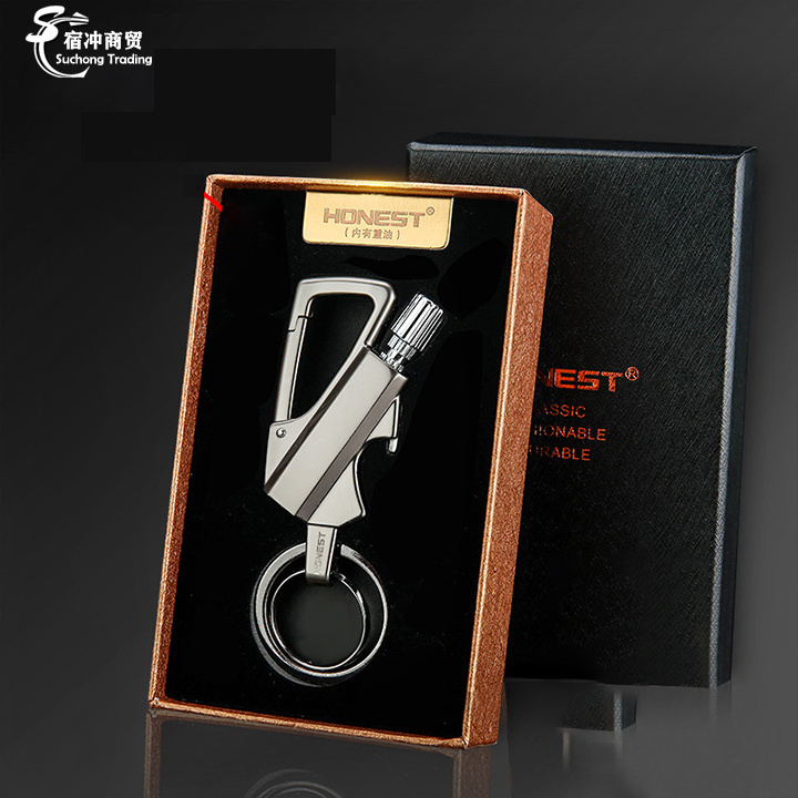 Wholesale Cool Multifunctional Metal Portable Hitter Keychain Oil Ten Thousand Matches Cigarette Lighter