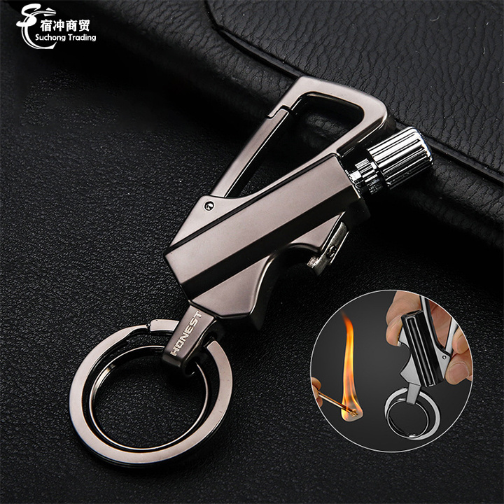 Wholesale Cool Multifunctional Metal Portable Hitter Keychain Oil Ten Thousand Matches Cigarette Lighter