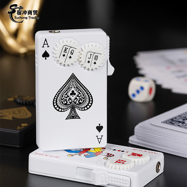 Creative Novelty Encendedor De Cigarrillos Toker Poker Shaped Card Chip Gas Lighter Case Joker