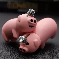 Custom Creative Metal Windproof Refillable Kawaii Pig Anime Butane Torch Gas Magic Double Jet Flame Lighter Refill For Cigarette