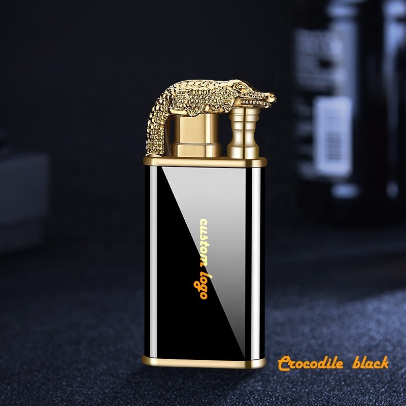 Custom King Elderflame Classic Luxury Torch Jet Cigarette Double FlameDragon Croc Lighter