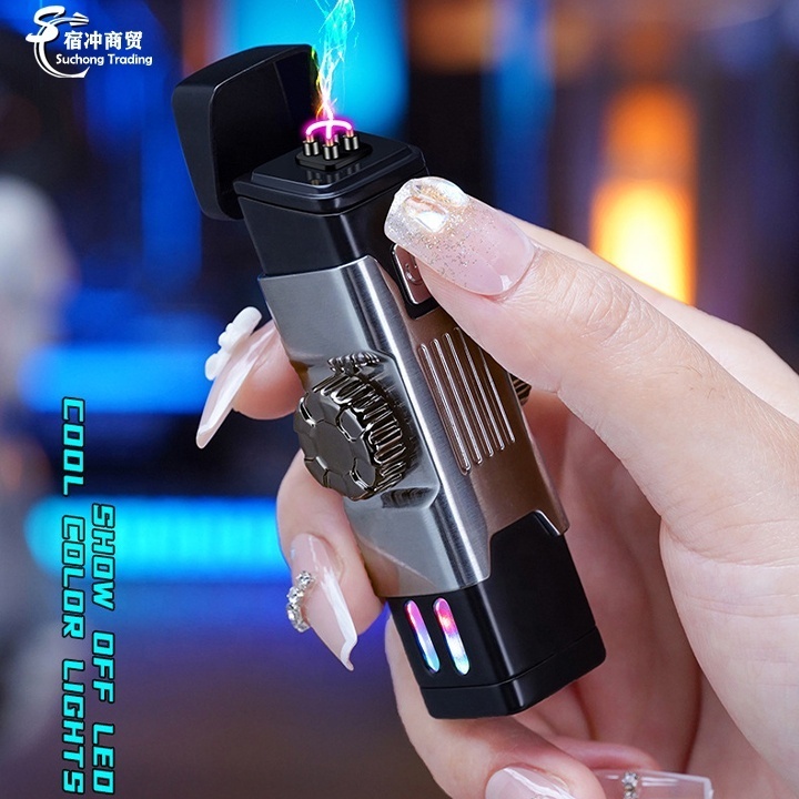 Luxury High-end Cyberpunk Led Cool Color Young Dual Arc Electric Fidget Spinner Lighter Cigarette