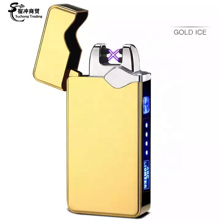 Custom 2023 Hot Sale Cheap Encendedor Cigarette Cigar Usb Dual Arc Electronic Classic Charging Lighter