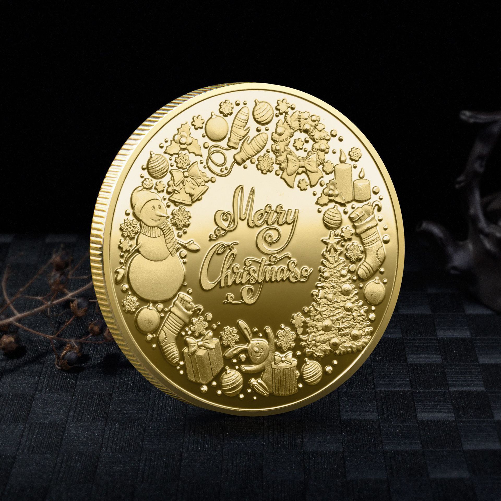 Customized Colorful Gold Silver Plating Santa Claus Whising Souvenir Coins For Christmas Gifts