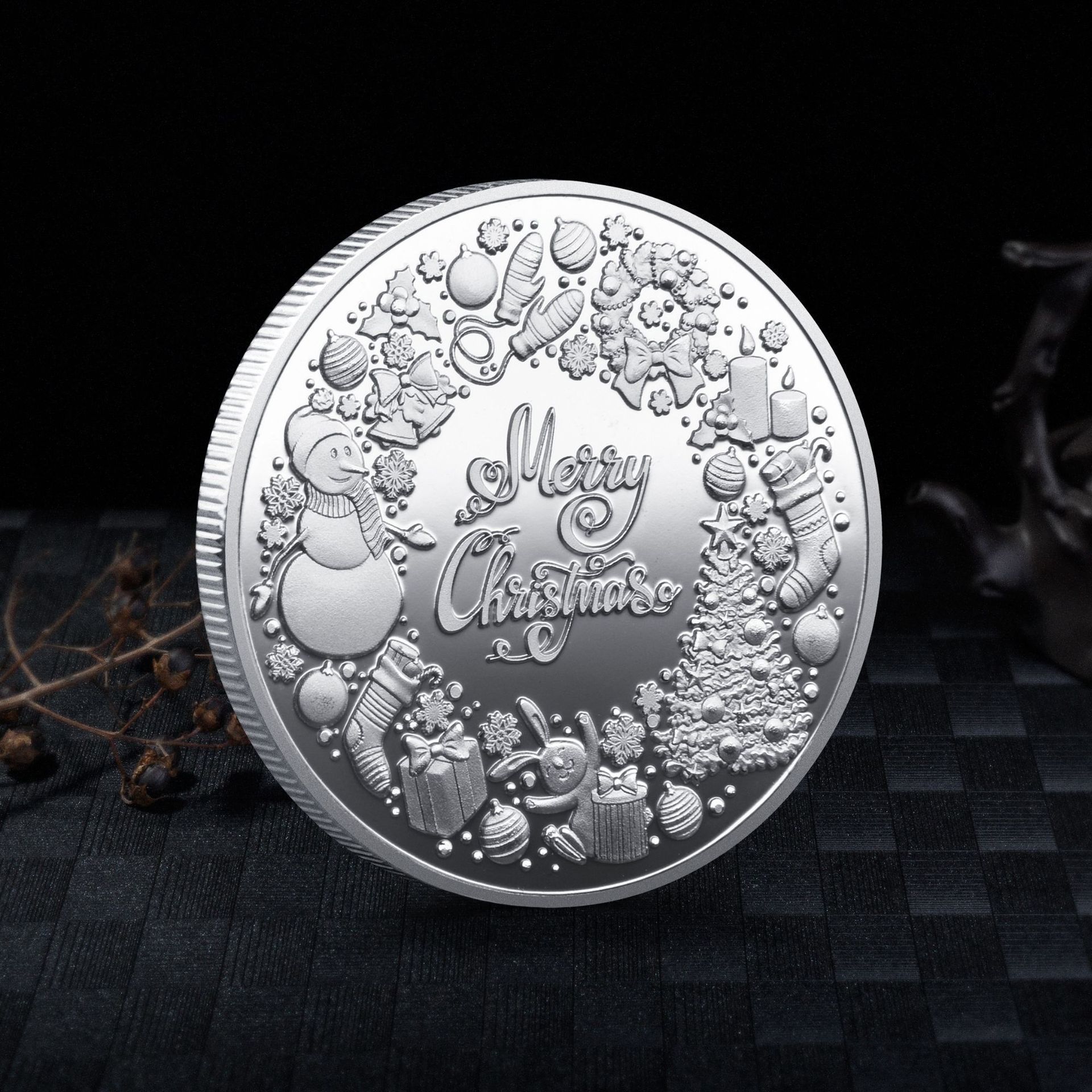 Customized Colorful Gold Silver Plating Santa Claus Whising Souvenir Coins For Christmas Gifts