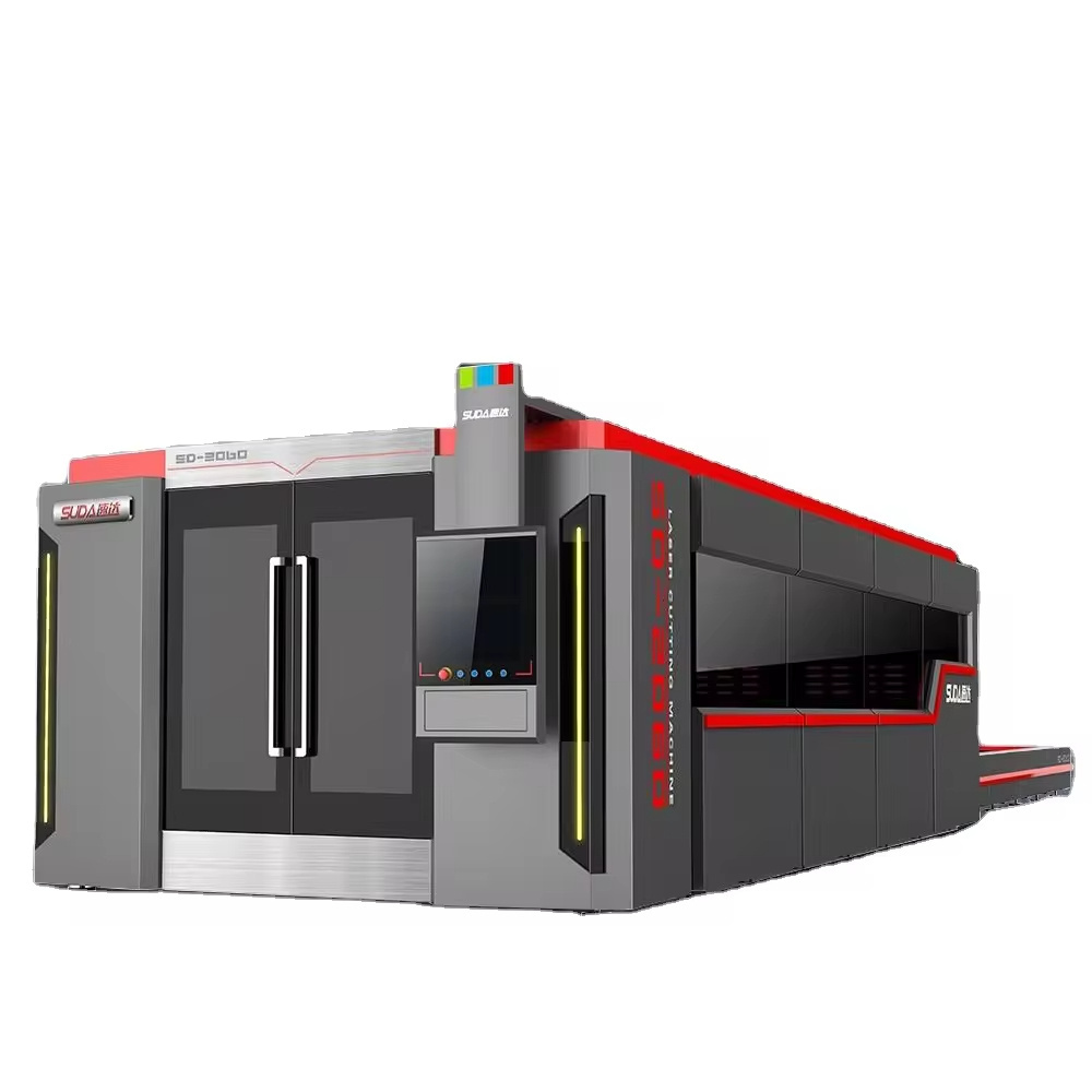 SUDA FG Series enclosed cnc fiber laser cutting machine metal sheet cutting with protective cover and double exchange table