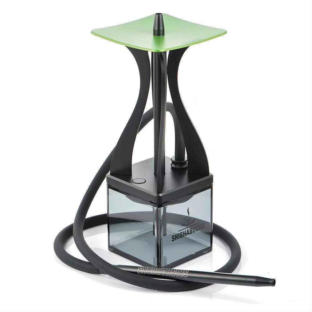 Premium Modern Medium Desk-Anodized Aluminum Hookah with Square Acrylic Base