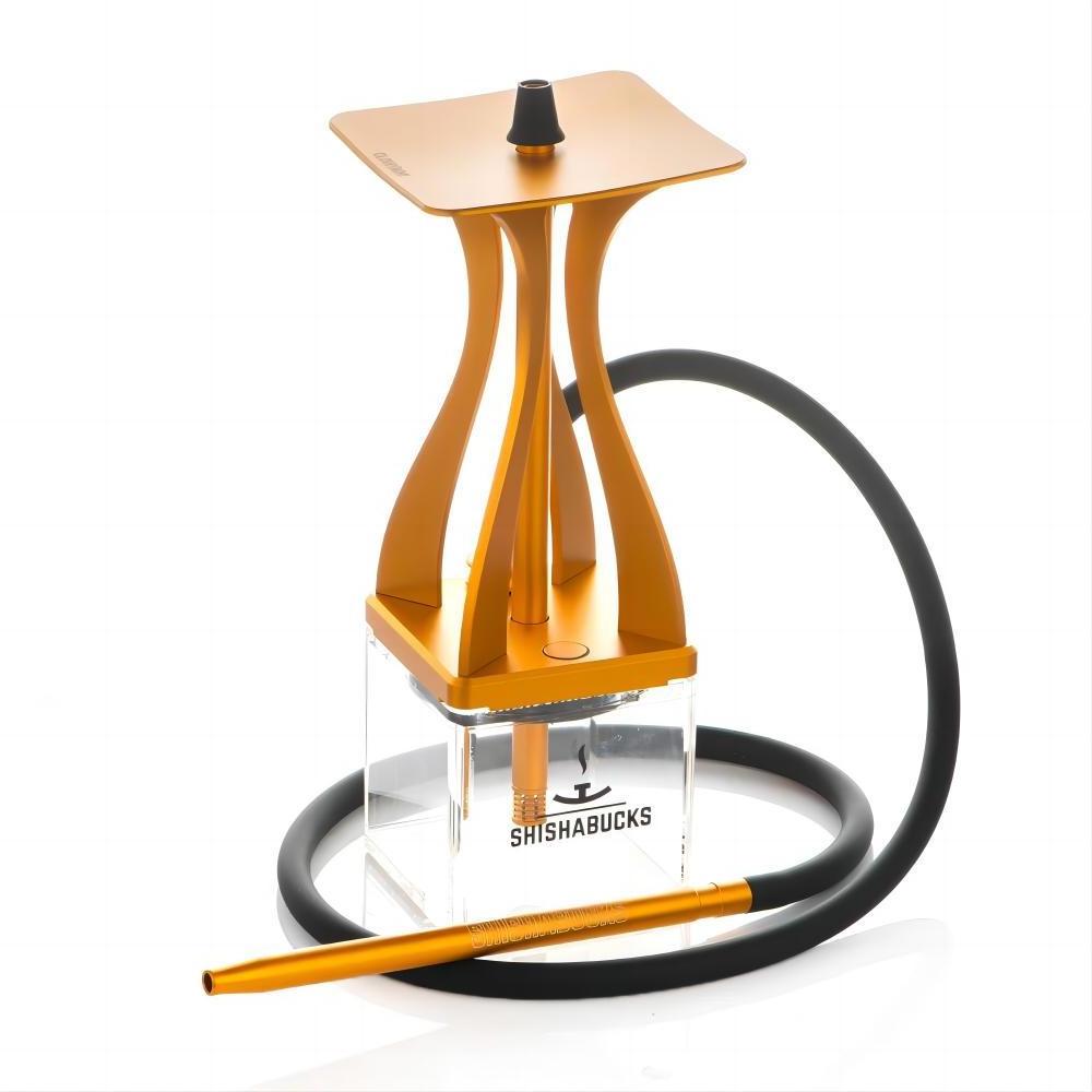 Premium Modern Medium Desk-Anodized Aluminum Hookah with Square Acrylic Base