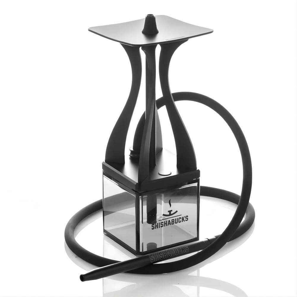 Premium Modern Medium Desk-Anodized Aluminum Hookah with Square Acrylic Base