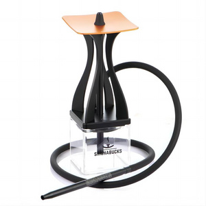 Premium Modern Medium Desk-Anodized Aluminum Hookah with Square Acrylic Base