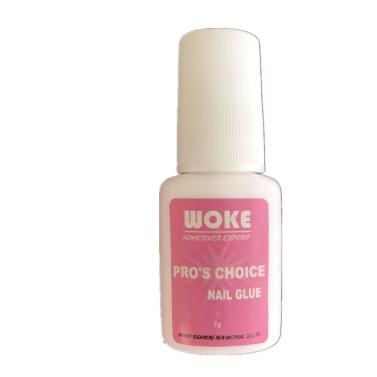 WOKE 7g pink High Quality Nail Glue With Brush Strong Adhesive for Nail super glue powder glue