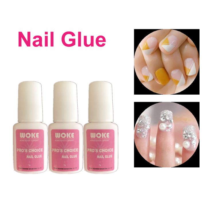 WOKE 7g pink High Quality Nail Glue With Brush Strong Adhesive for Nail super glue powder glue