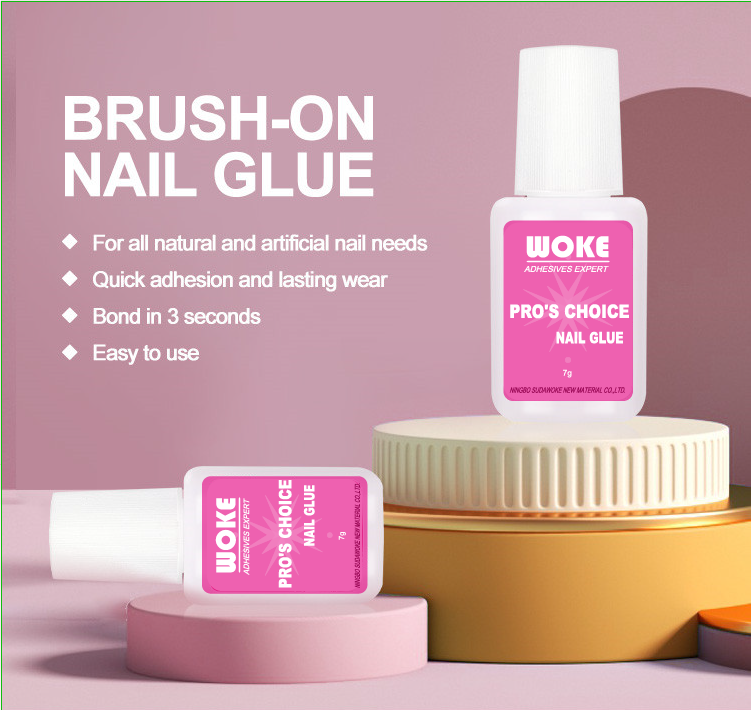 WOKE 10g pink High Quality Nail Glue With Brush Strong Adhesive for Nail super glue