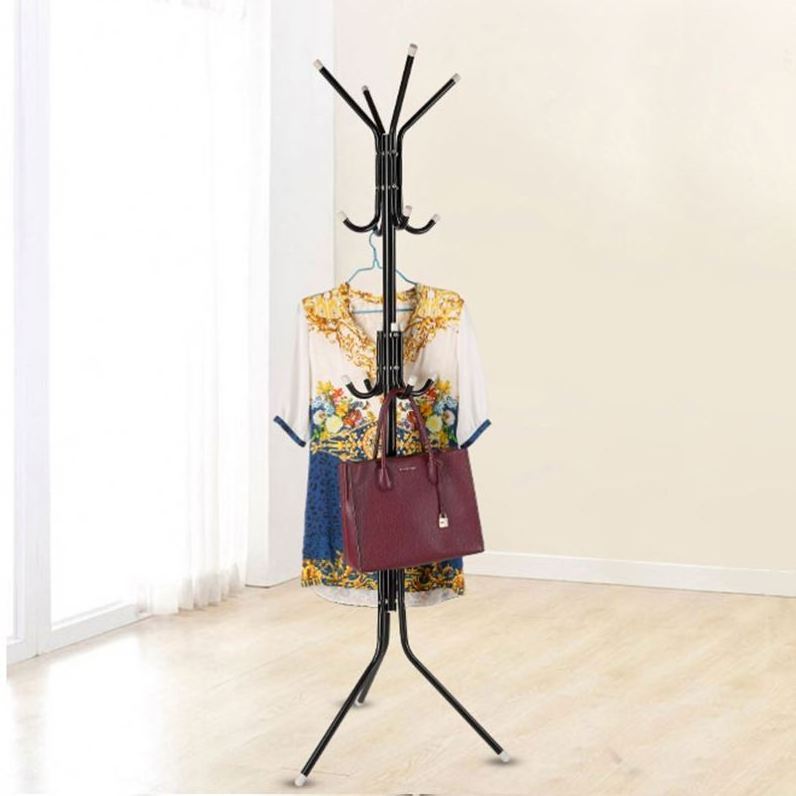 Metal Coat Rack Stand Free Standing Hall Tree With 12 Hooks For Hanging Scarf