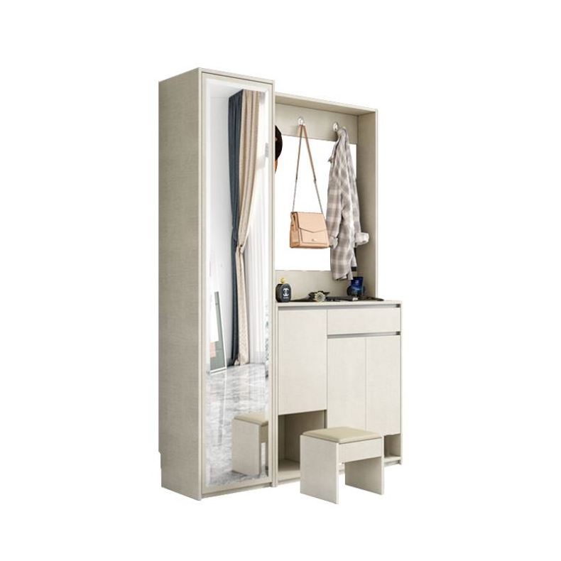 Scandinavian Large-Capacity Wardrobe With Mirror Multifunctional With Shoe Changing Stool Shoe Cabinet