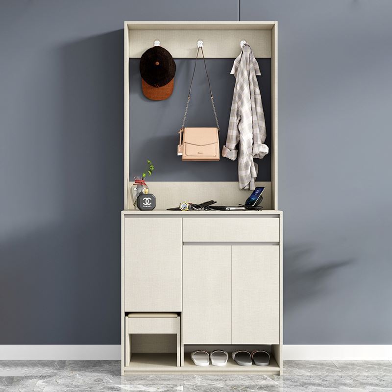 Scandinavian Large-Capacity Wardrobe With Mirror Multifunctional With Shoe Changing Stool Shoe Cabinet