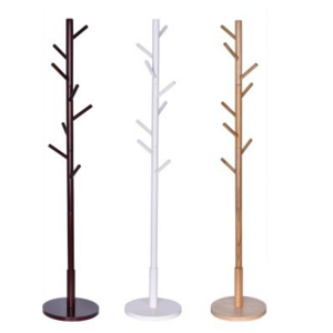 Sturdy Wooden Standing Stand Entryway Hall Tree Coat Racks With Solid Round Base