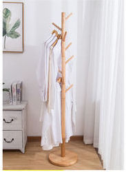 Sturdy Wooden Standing Stand Entryway Hall Tree Coat Racks With Solid Round Base