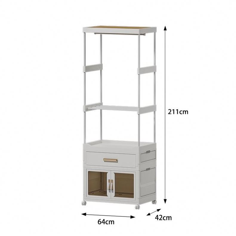 2024 Fashionable And Simple Combined Foldable And Removable Multi-Layer White Coat Rack With Anti-Skid Wheels