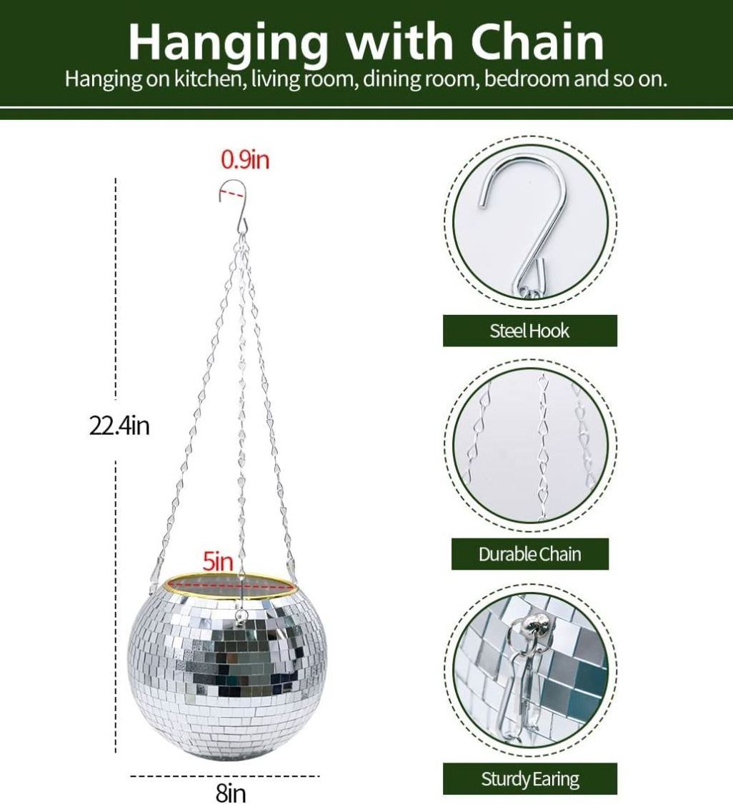 Wholesale Window Decor Hanging Disco Ball Planter Basket Sun Catcher Disco Ball Plant Hanger With Base Flower Pots