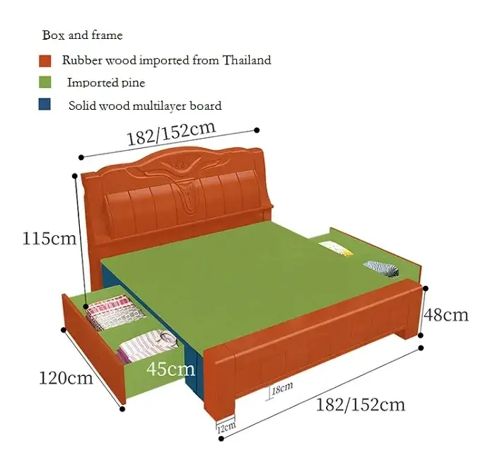 Modern Simple Solid Wood Chinese Bed Master Bedroom Guest Bedroom Storage Bed