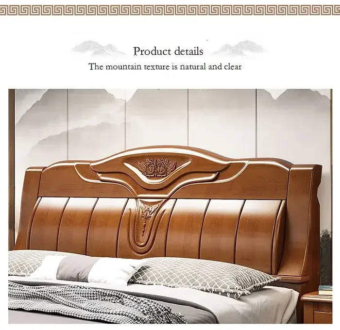 Modern Simple Solid Wood Chinese Bed Master Bedroom Guest Bedroom Storage Bed