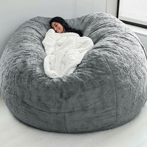 Storage Soft Fluffy Bean Bag Cover Home Sofa Chair Cover No Filler Bean Bag Lazy Sofa Bed Cover For Bedroom