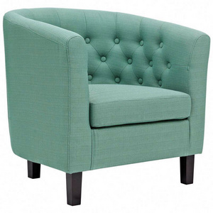 American Style Design Upholstered Linen Fabric Tufted Sofa Barrel Chair For Living Room Furniture