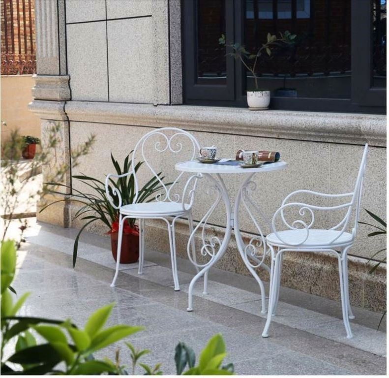 Outdoor Patio Garden Yard Iron Furniture Wrought Iron Metal Party Dining Table Sets