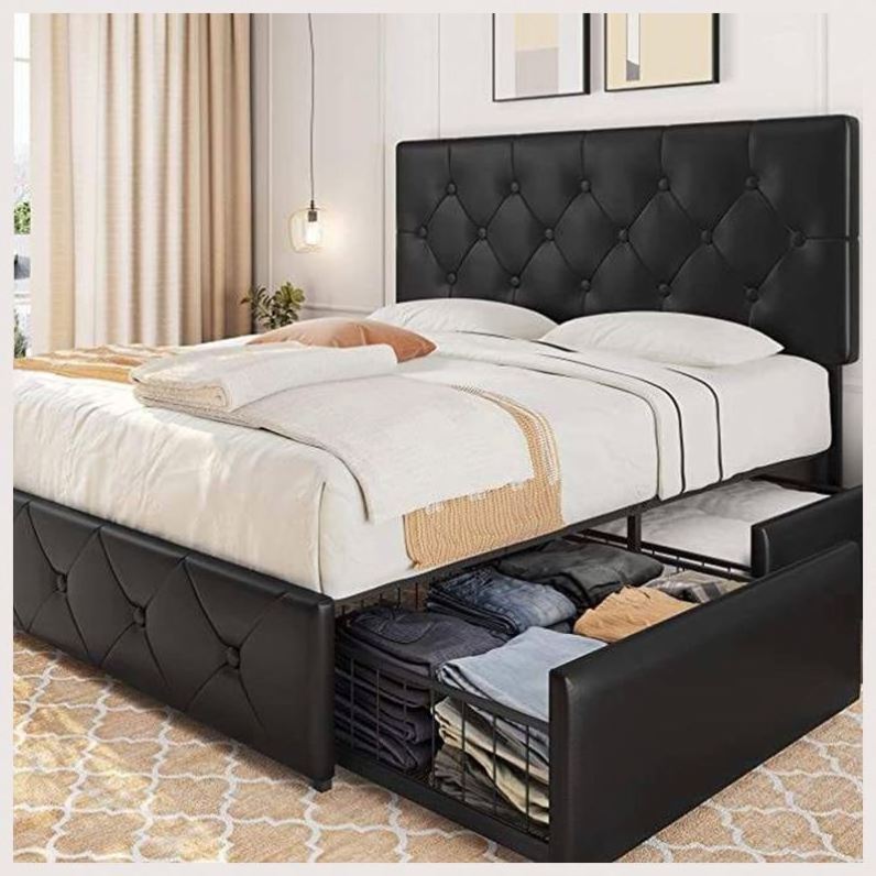 Customized Double Bed Base Canada Bedroom Furniture Set Soft Drawer Bed Queen Size Loft Leather Bed With Storage