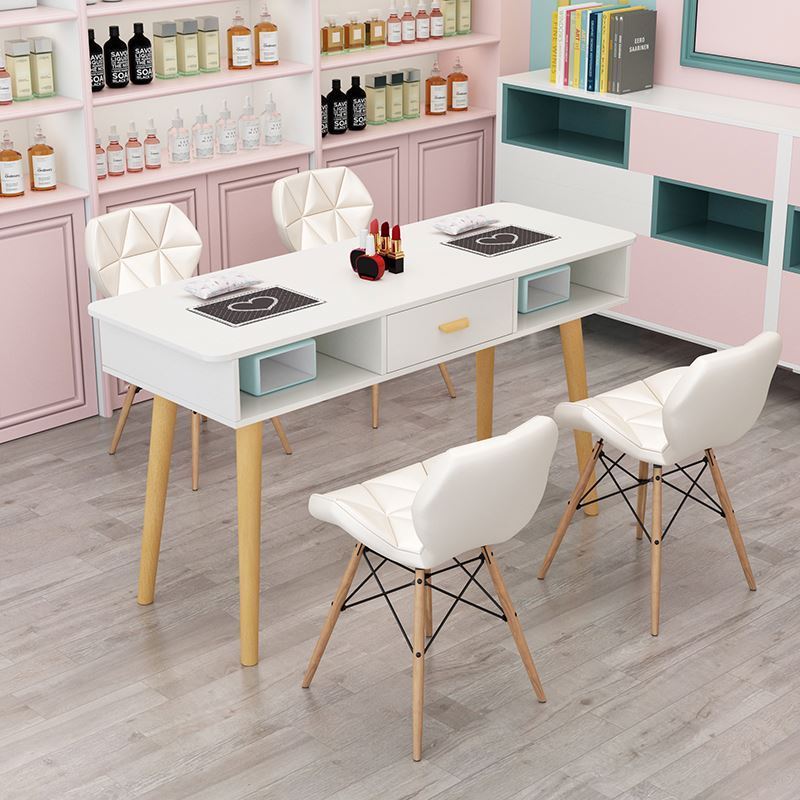 Professional Manicure Furniture Used Nail Salon Tables White Wood Style Modern Simple Manicure Table And Chair Set