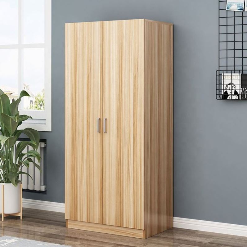 Factory Wholesale Wood Veneer Wardrobe 2 3-Door Armoire With Two Drawers Four Shelves And Hanging Rod