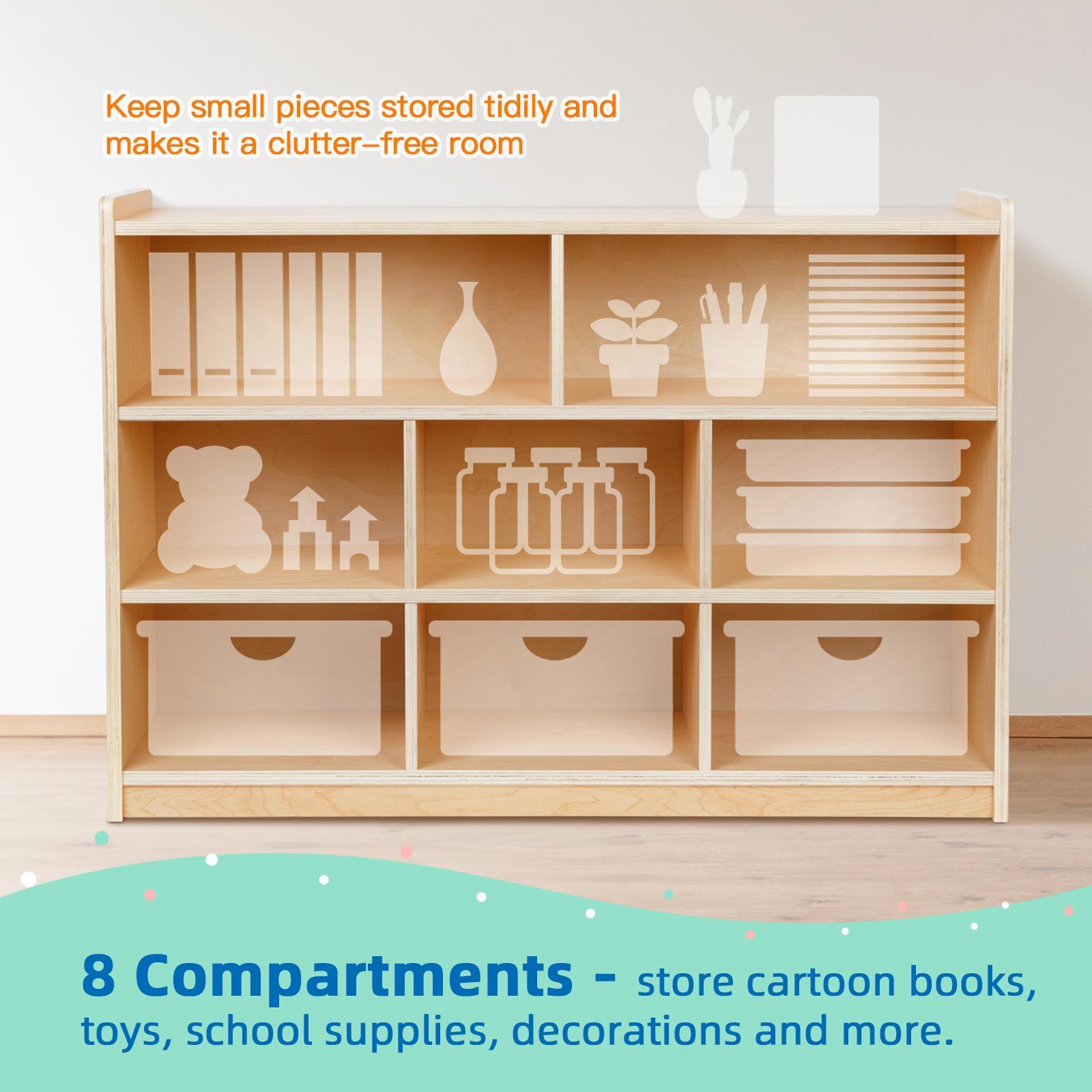 Wooden Montessori Bookcase 4 Tiers Toy Organizer Book Shelf For Kids Rooms Kindergarten Nursery