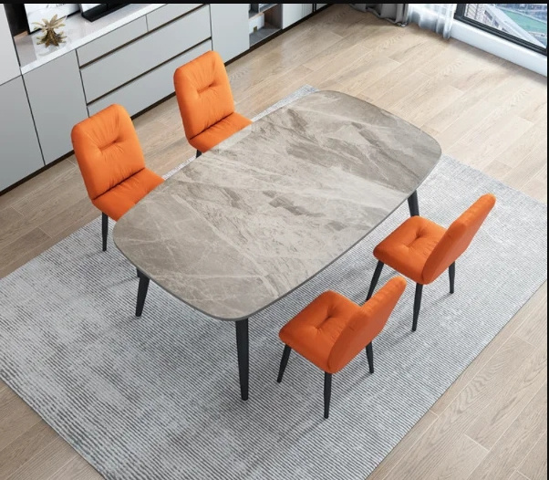 Nordic Minimalist Industrial Style Rock Plate Dining Table Household Small Apartment Dining Table