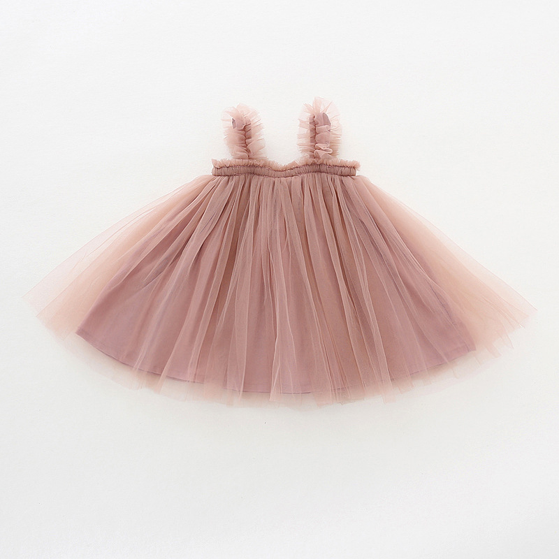 2022 New Summer Cute Toddler Girl Clothes Sleeveless Strap Tulle Birthday Dress Baby Kids Girl Party Princess Dress